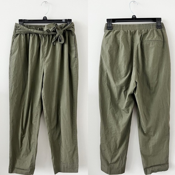 Zara Green Paperbag Tie Waist Casual Pants with Pockets Size Small - Picture 3 of 4